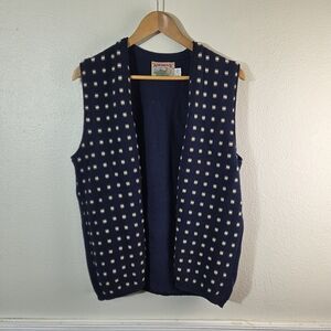 Men’s Vintage Adirondack Navy Knit Sweater Vest Geometric Size Medium